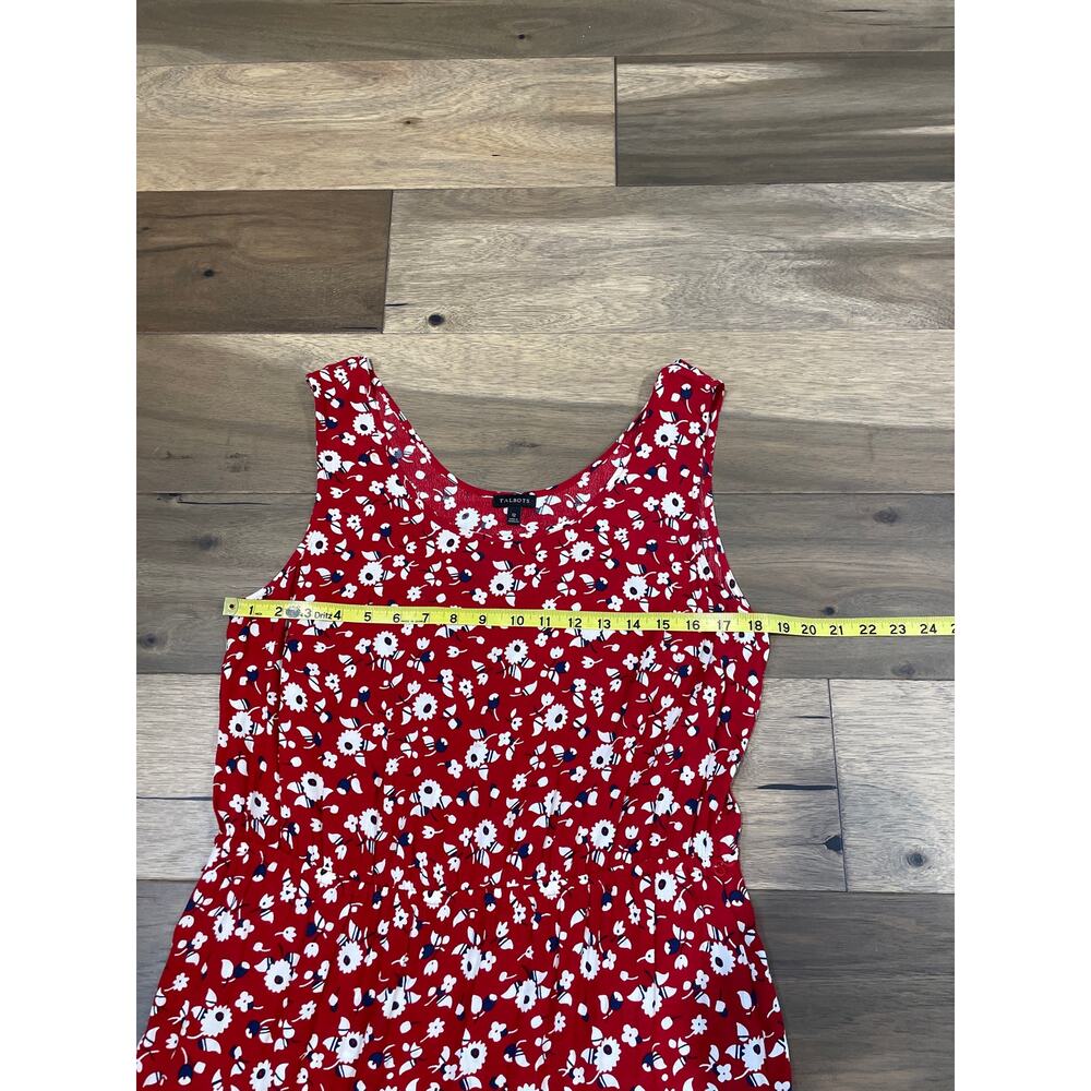 Talbots Red White Floral Sleeveless Maxi Dress with Elastic Waist Size 12 - Picture 8 of 9